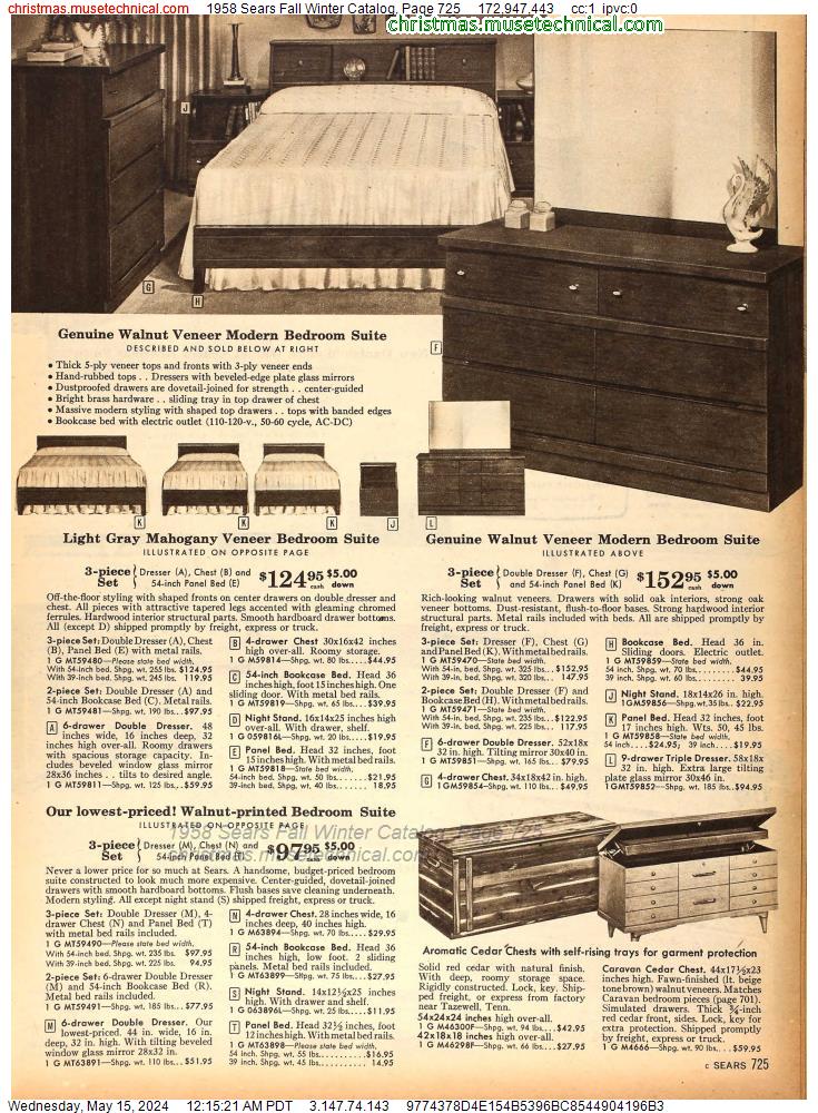 1958 Sears Fall Winter Catalog, Page 725