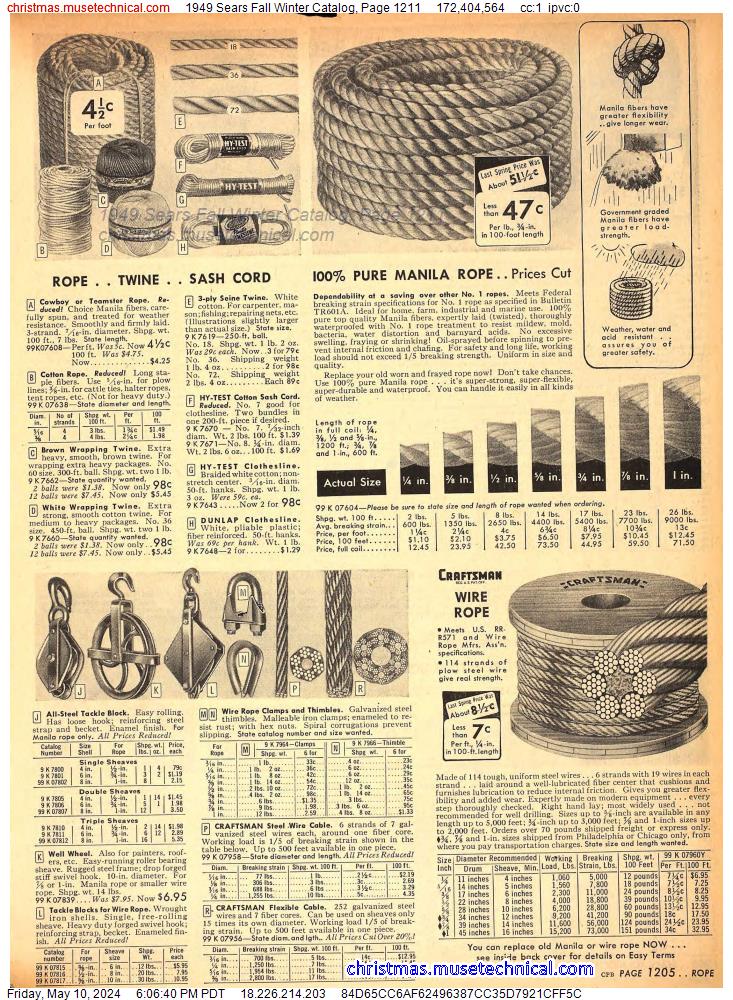 1949 Sears Fall Winter Catalog, Page 1211