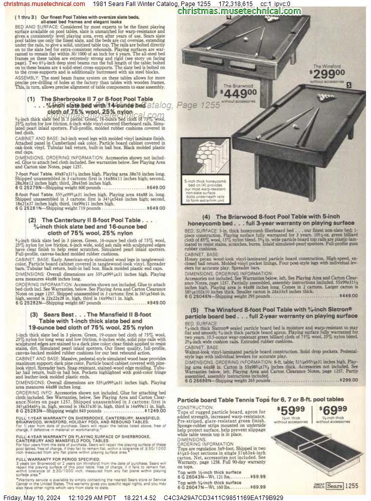 1981 Sears Fall Winter Catalog, Page 1255