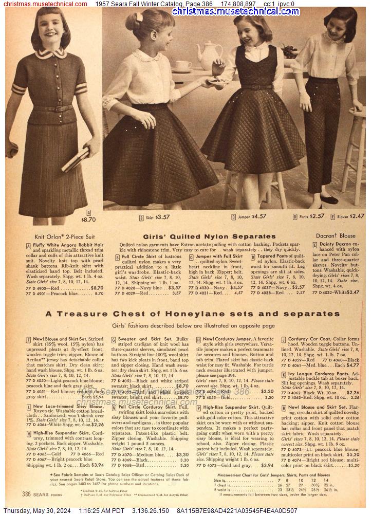 1957 Sears Fall Winter Catalog, Page 386