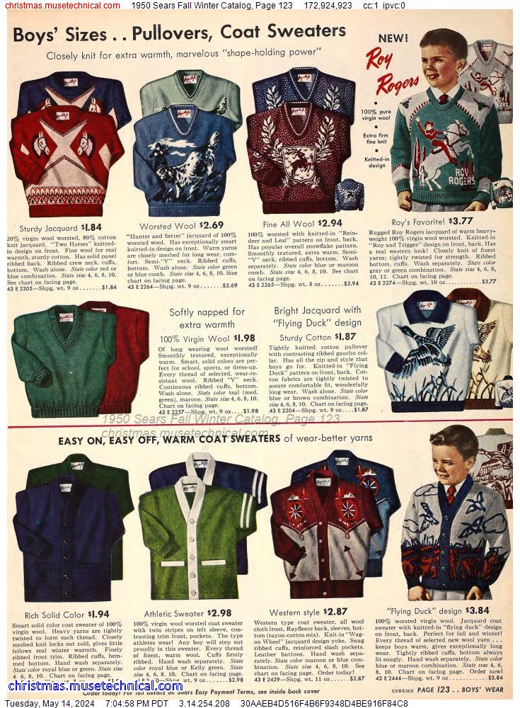 1950 Sears Fall Winter Catalog, Page 123