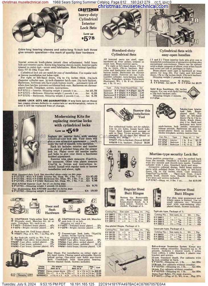 1968 Sears Spring Summer Catalog, Page 612