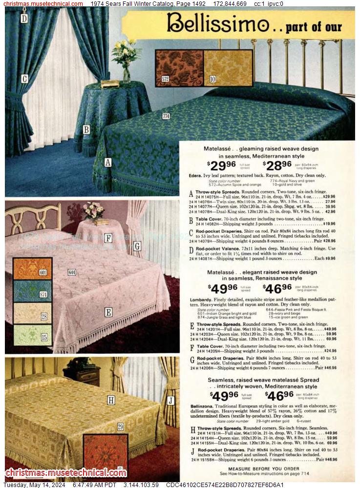 1974 Sears Fall Winter Catalog, Page 1492