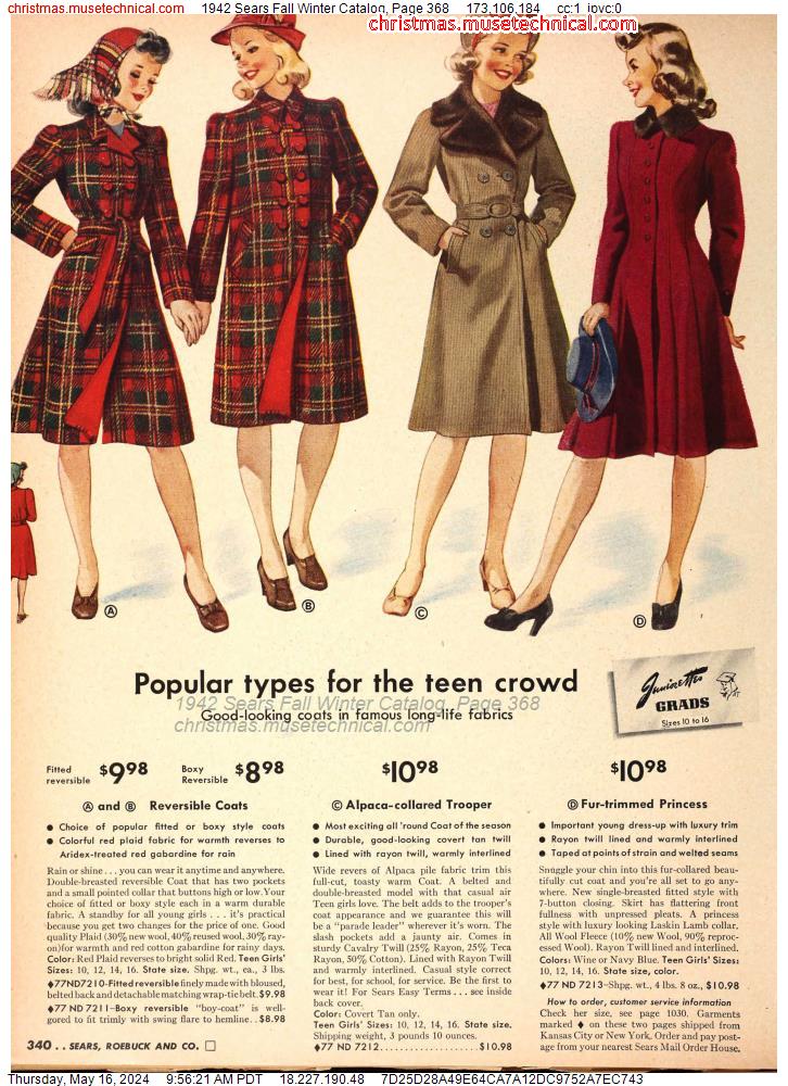 1942 Sears Fall Winter Catalog, Page 368