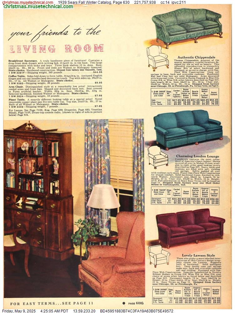 1939 Sears Fall Winter Catalog, Page 630