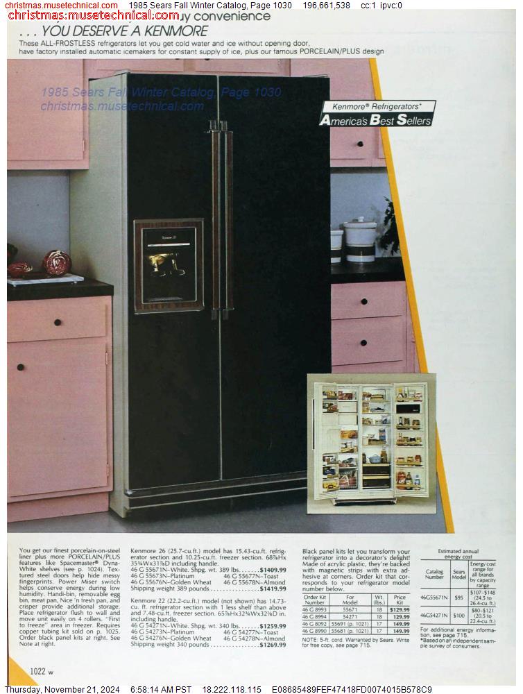 1985 Sears Fall Winter Catalog, Page 1030