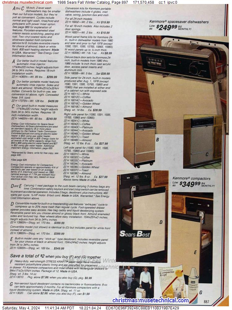 1986 Sears Fall Winter Catalog, Page 897