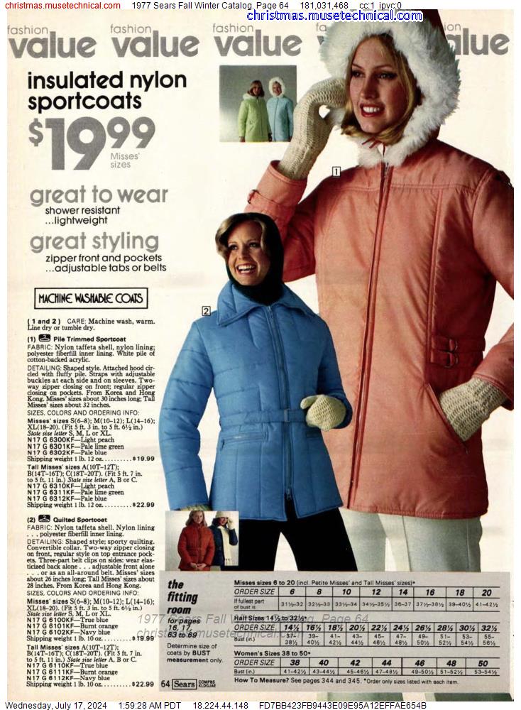 1977 Sears Fall Winter Catalog, Page 64