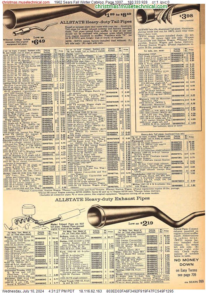 1962 Sears Fall Winter Catalog, Page 1007