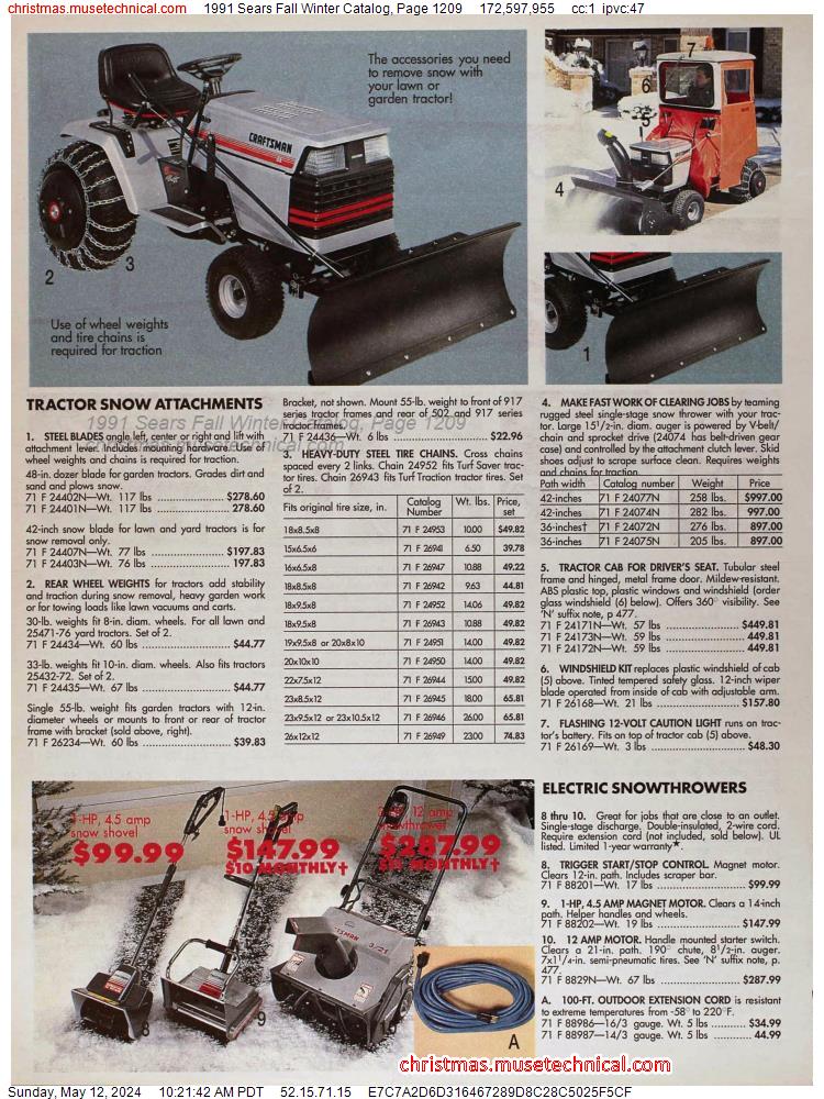 1991 Sears Fall Winter Catalog, Page 1209