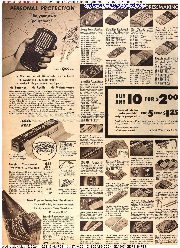 1955 Sears Fall Winter Catalog, Page 702