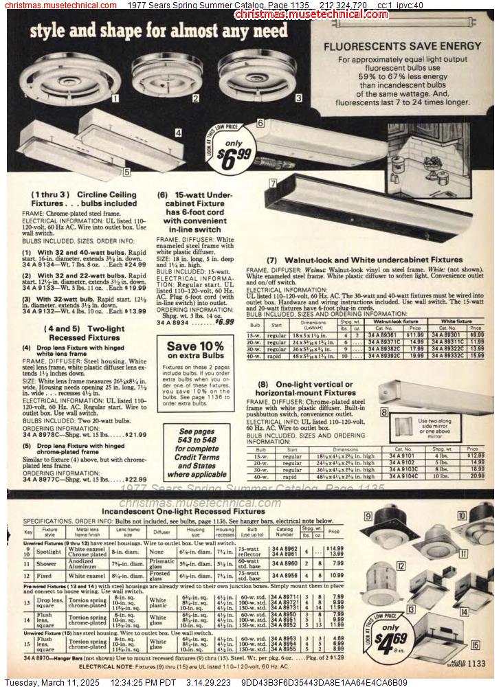 1977 Sears Spring Summer Catalog, Page 1135