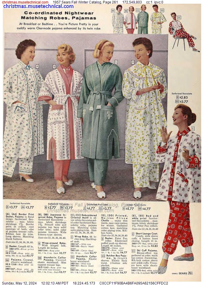 1957 Sears Fall Winter Catalog, Page 261