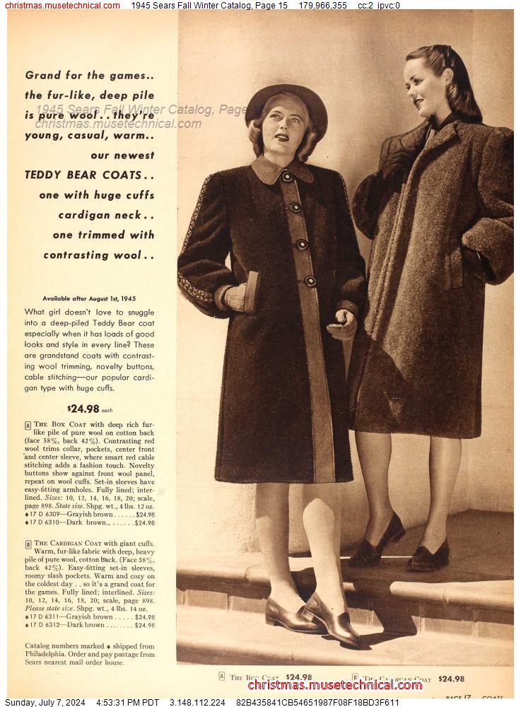 1945 Sears Fall Winter Catalog, Page 15