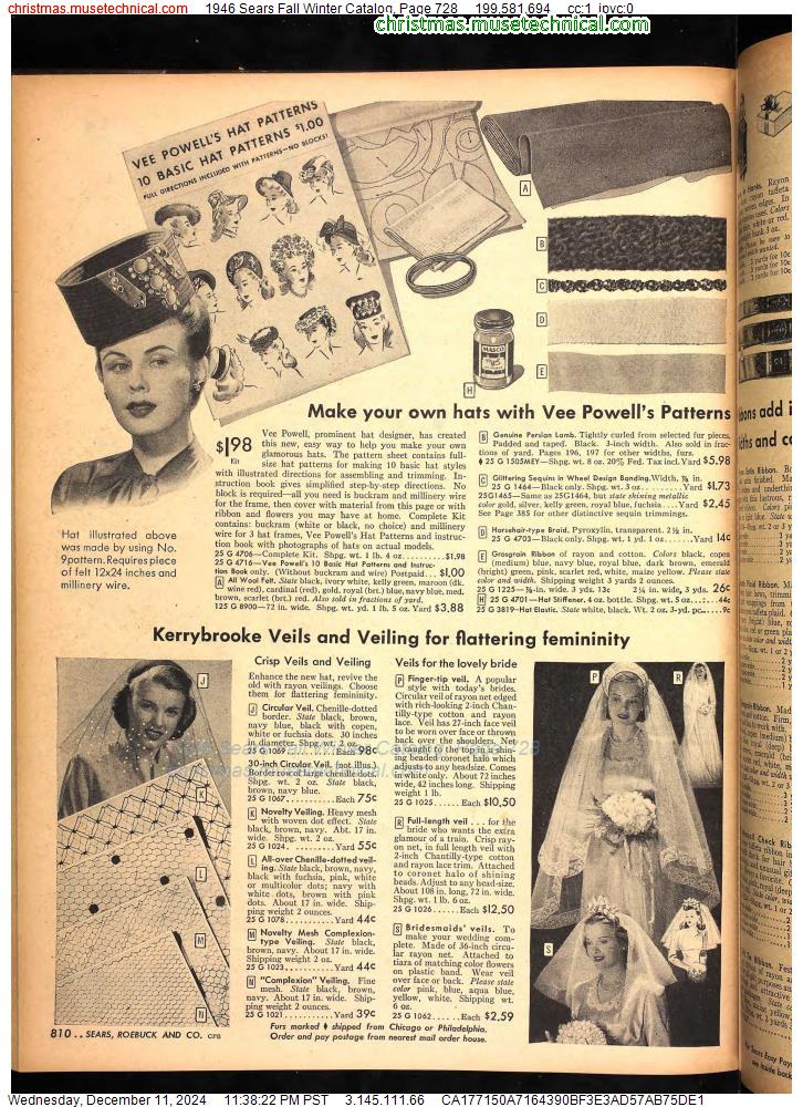 1946 Sears Fall Winter Catalog, Page 728