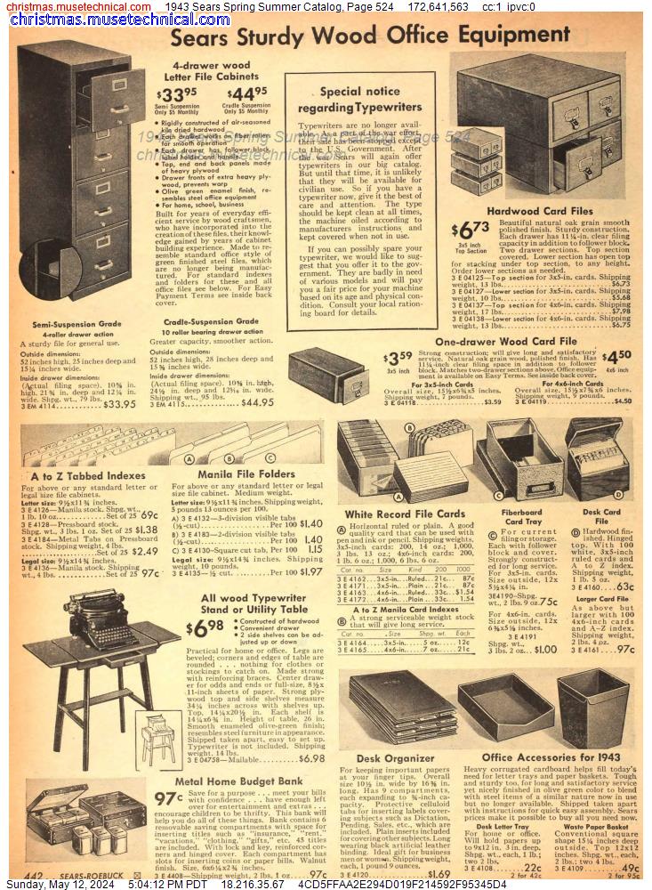 1943 Sears Spring Summer Catalog, Page 524