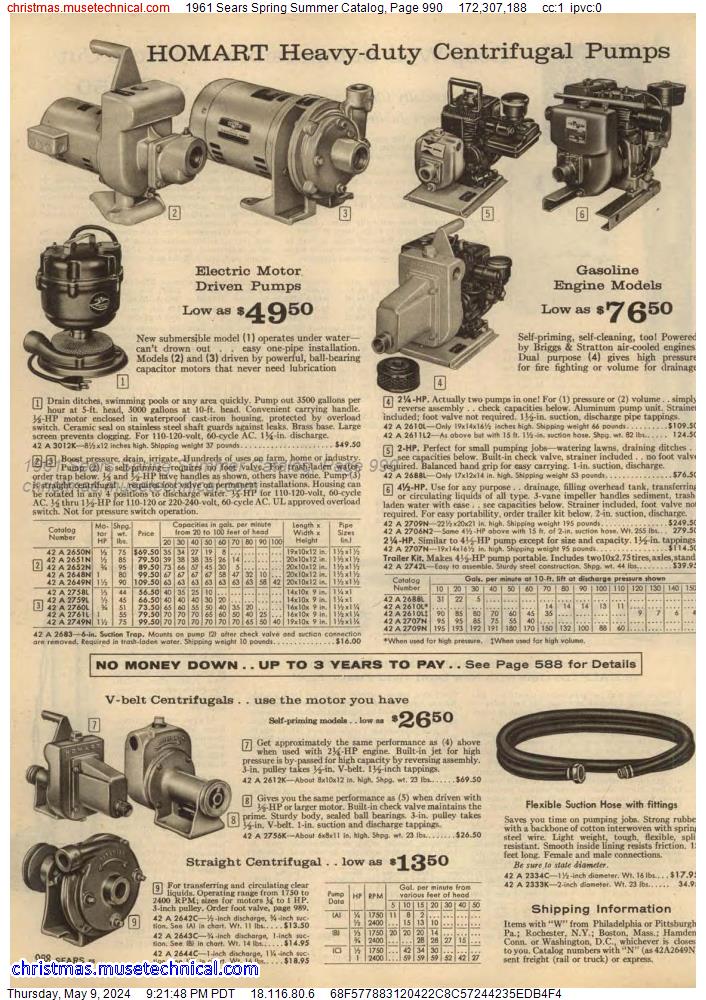 1961 Sears Spring Summer Catalog, Page 990