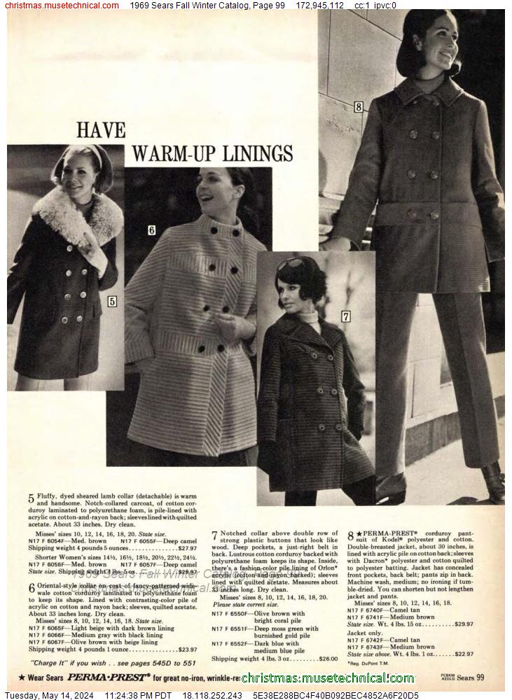 1969 Sears Fall Winter Catalog, Page 99