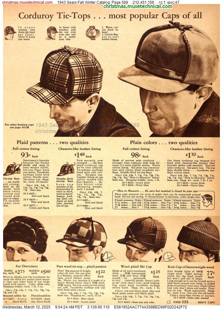 1943 Sears Fall Winter Catalog, Page 589