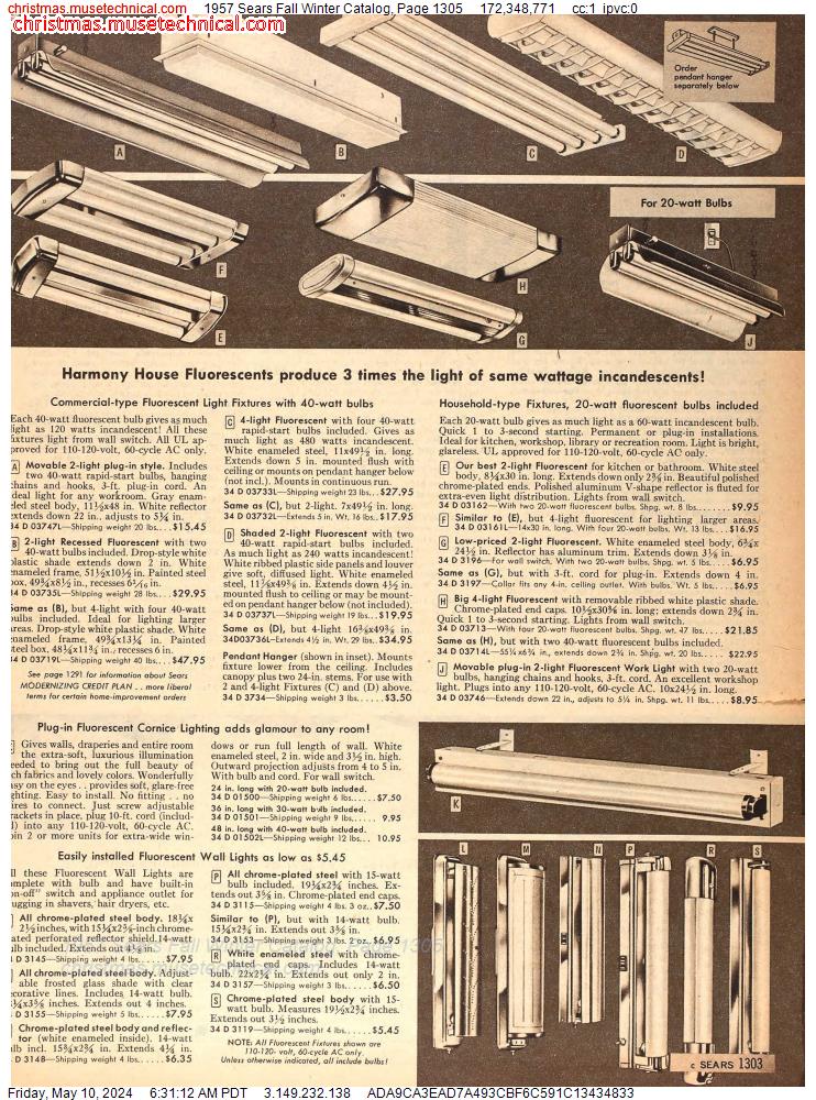 1957 Sears Fall Winter Catalog, Page 1305