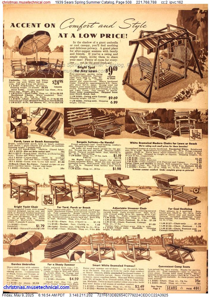 1939 Sears Spring Summer Catalog, Page 508