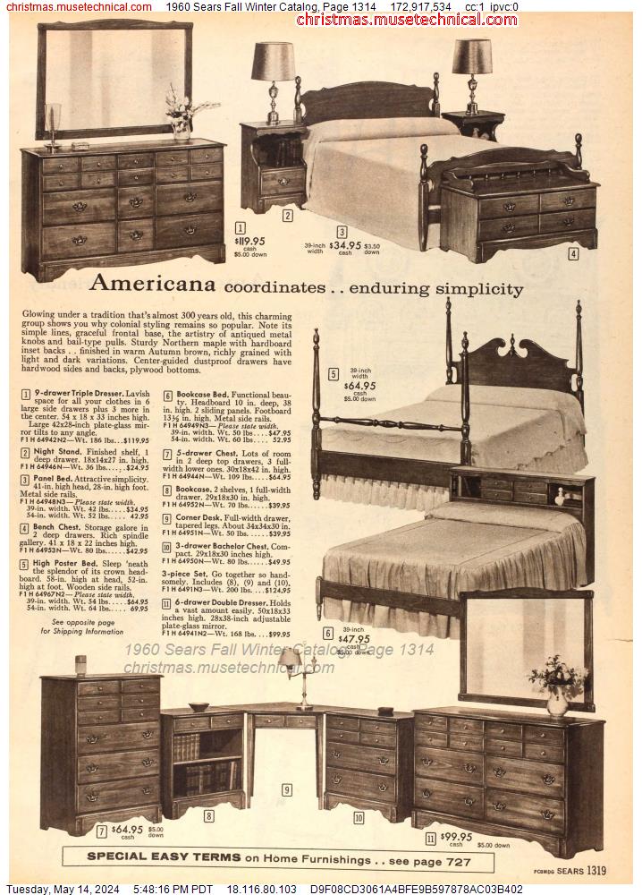1960 Sears Fall Winter Catalog, Page 1314