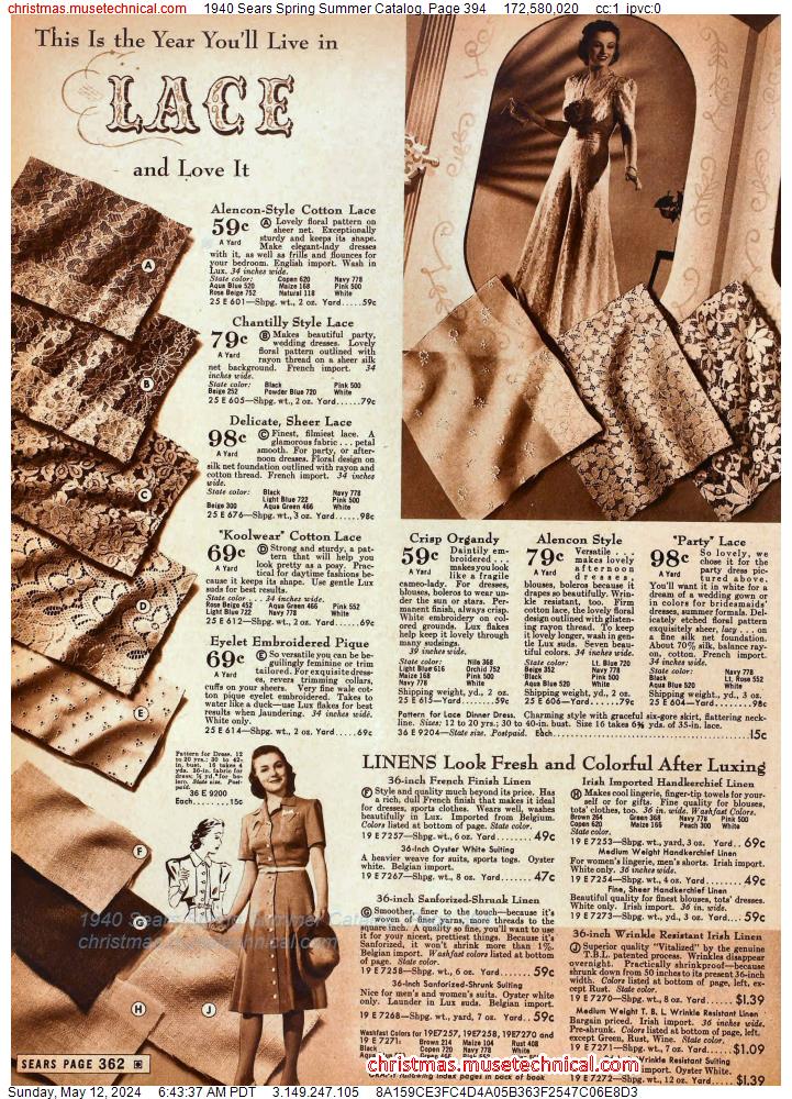 1940 Sears Spring Summer Catalog, Page 394