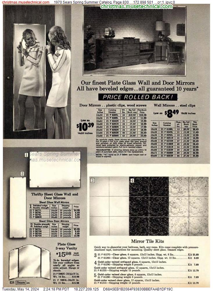 1970 Sears Spring Summer Catalog, Page 830