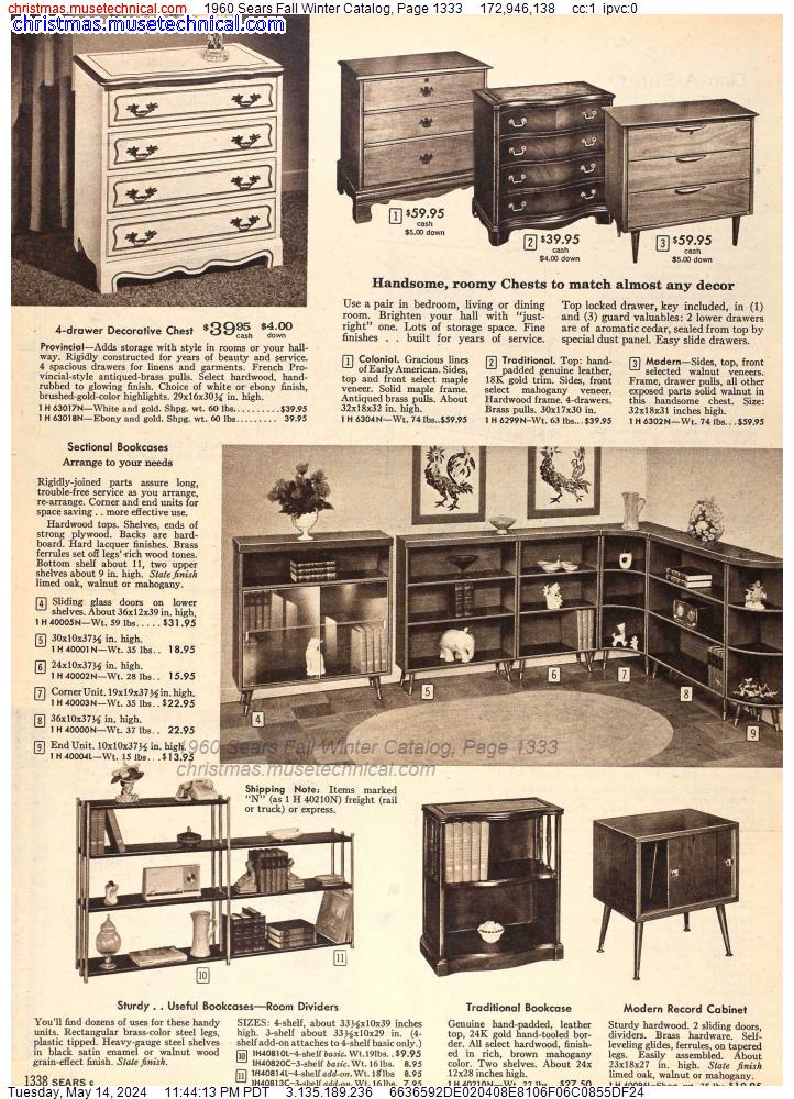 1960 Sears Fall Winter Catalog, Page 1333