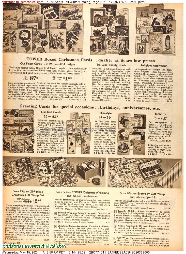 1958 Sears Fall Winter Catalog, Page 986