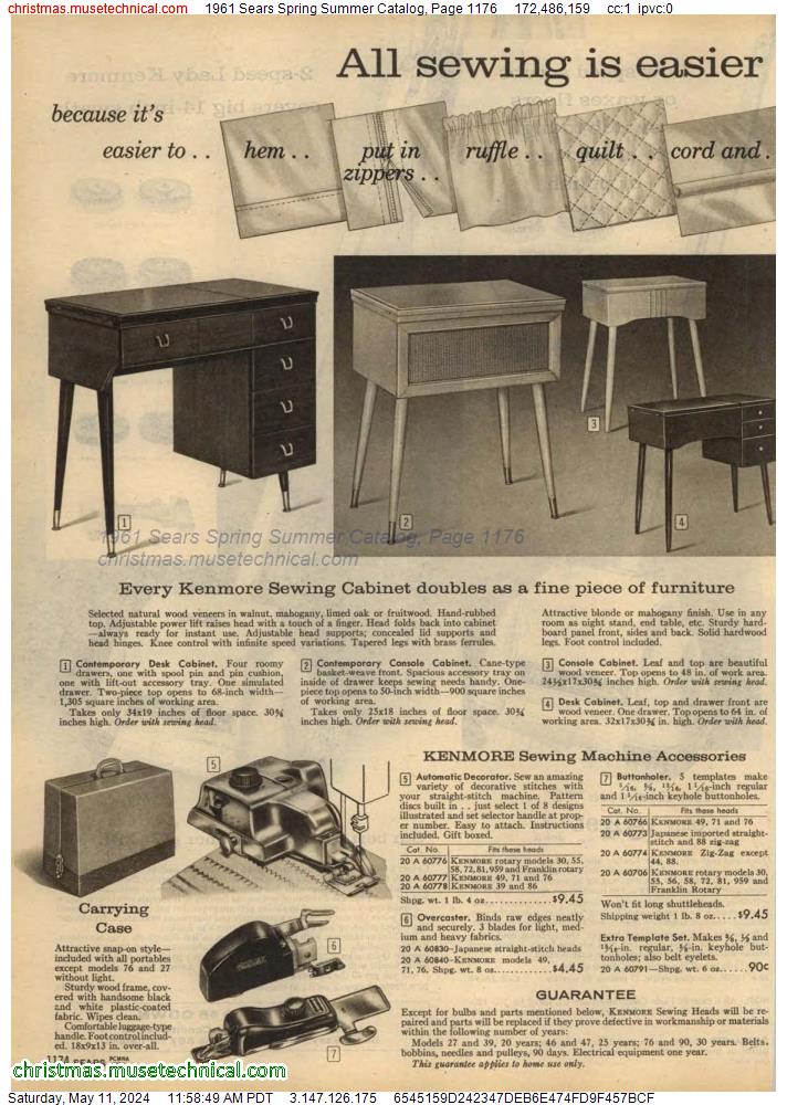 1961 Sears Spring Summer Catalog, Page 1176
