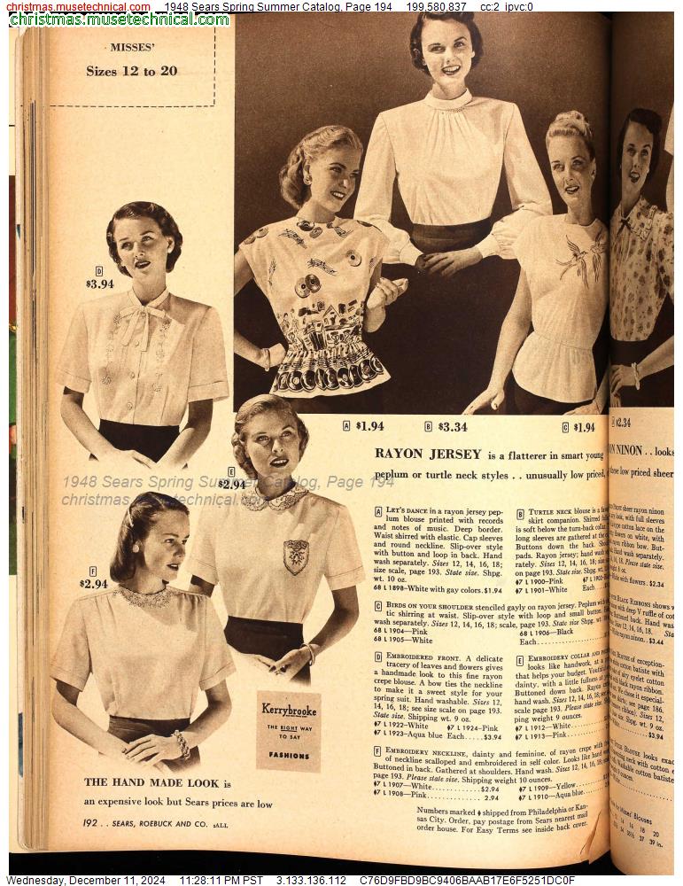 1948 Sears Spring Summer Catalog, Page 194