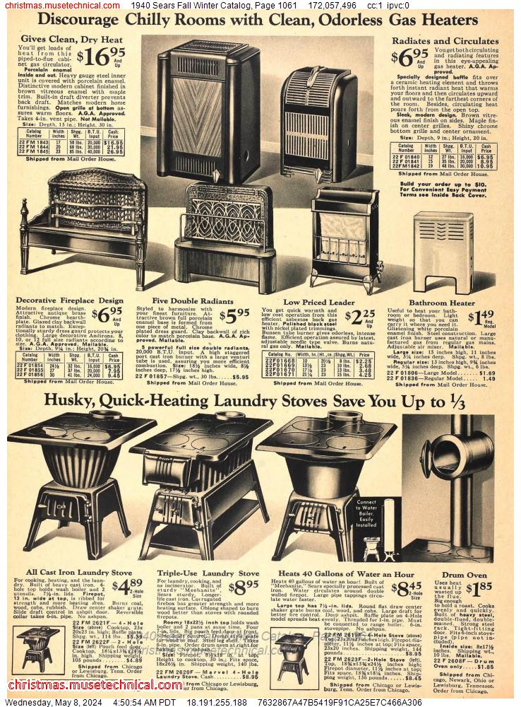 1940 Sears Fall Winter Catalog, Page 1061