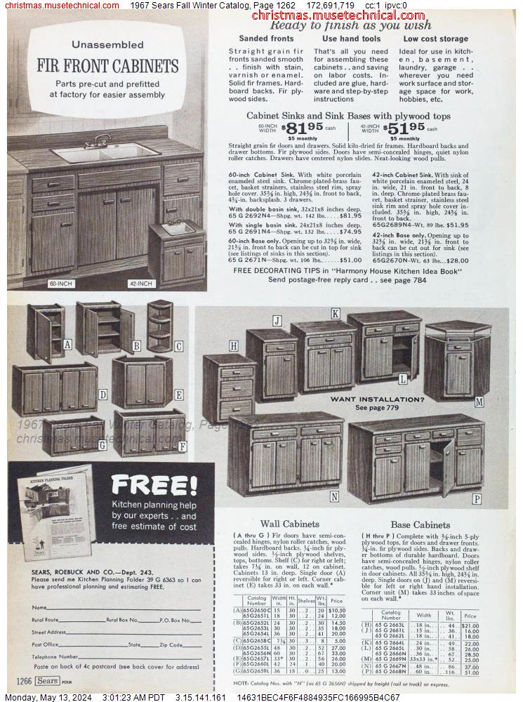 1967 Sears Fall Winter Catalog, Page 1262