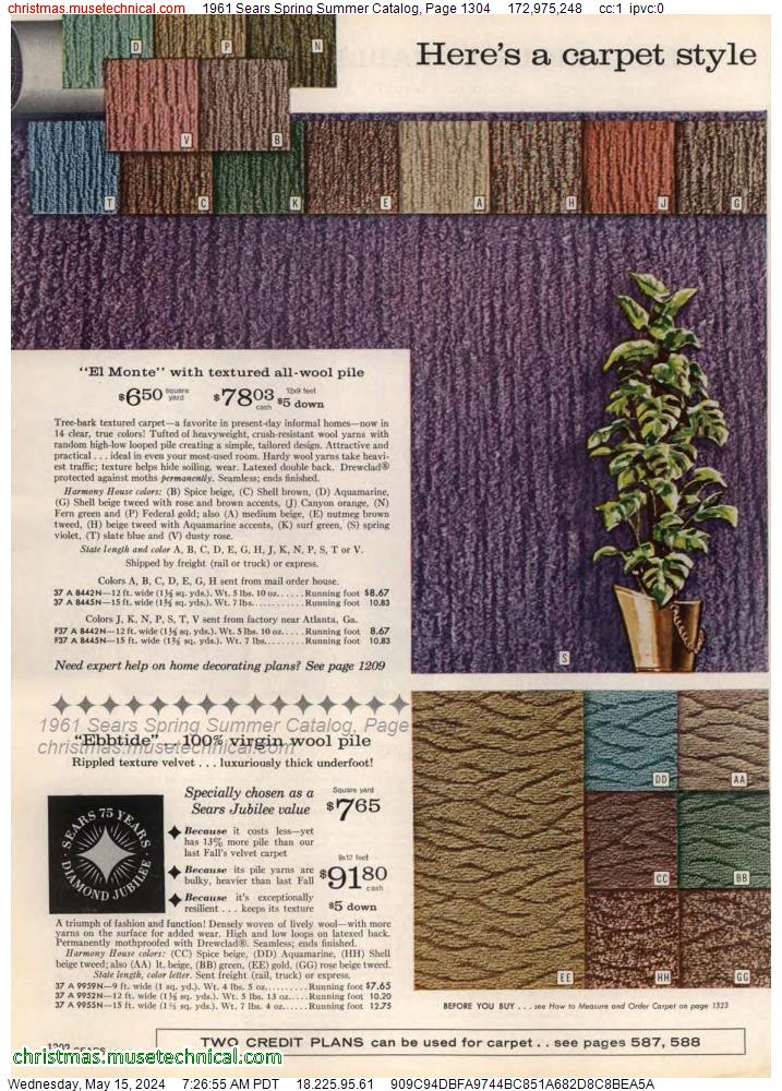 1961 Sears Spring Summer Catalog, Page 1304