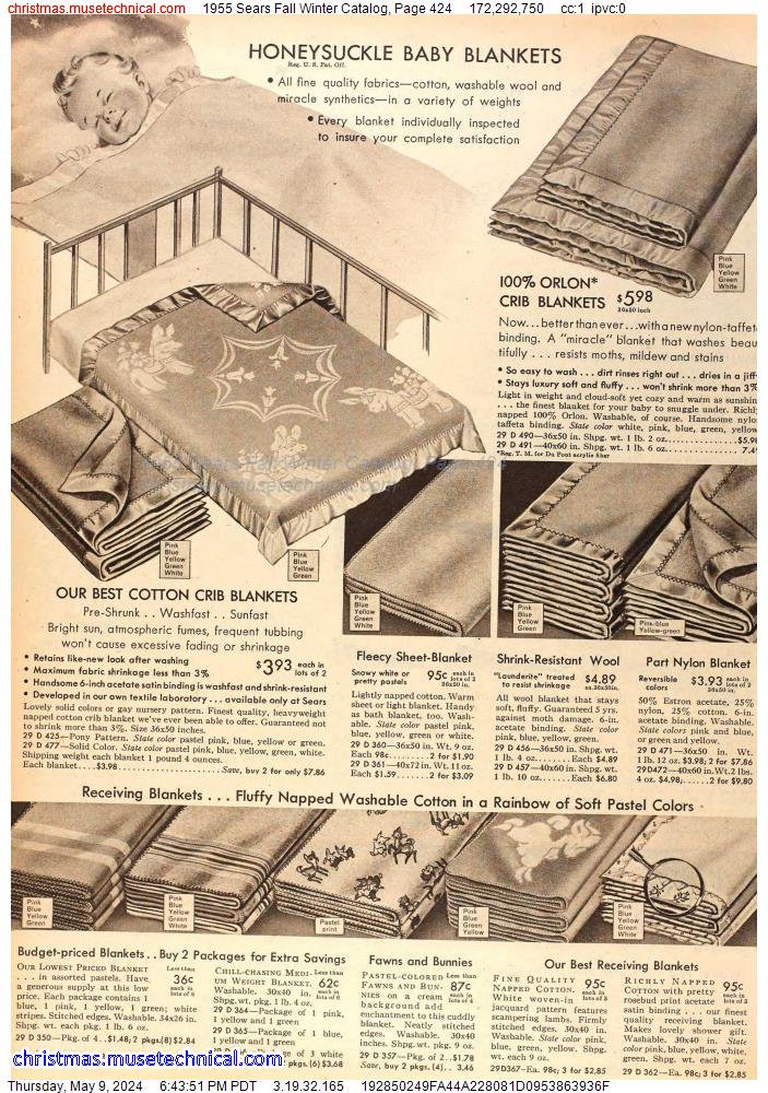 1955 Sears Fall Winter Catalog, Page 424