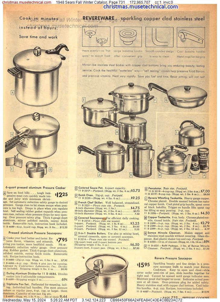 1948 Sears Fall Winter Catalog, Page 731