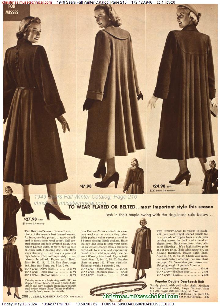 1949 Sears Fall Winter Catalog, Page 210