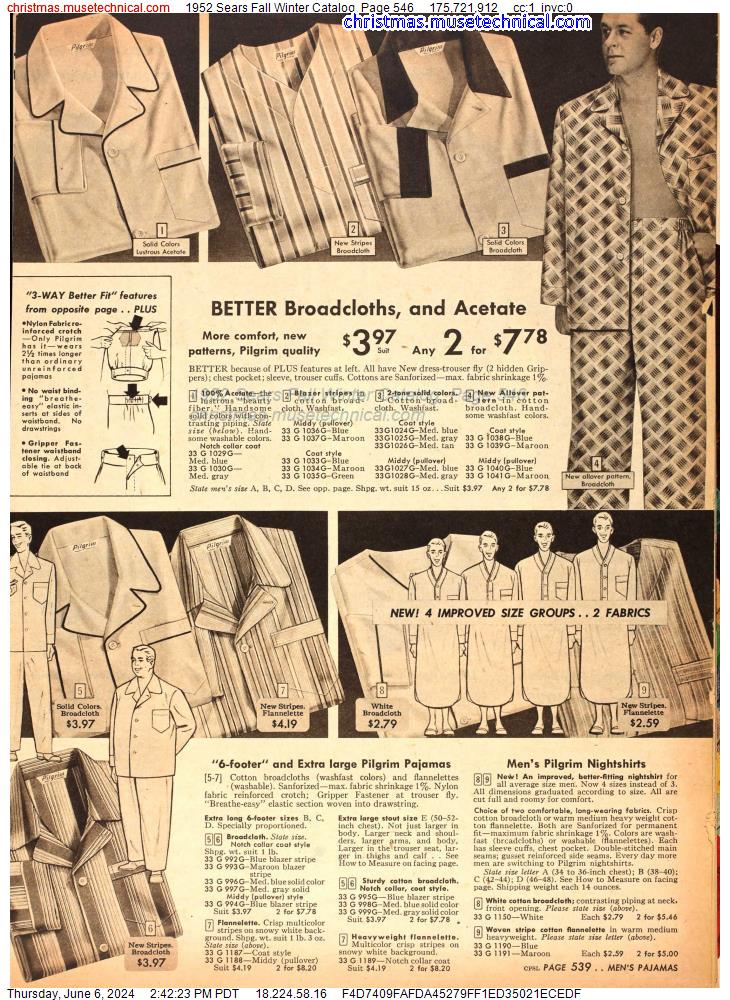 1952 Sears Fall Winter Catalog, Page 546