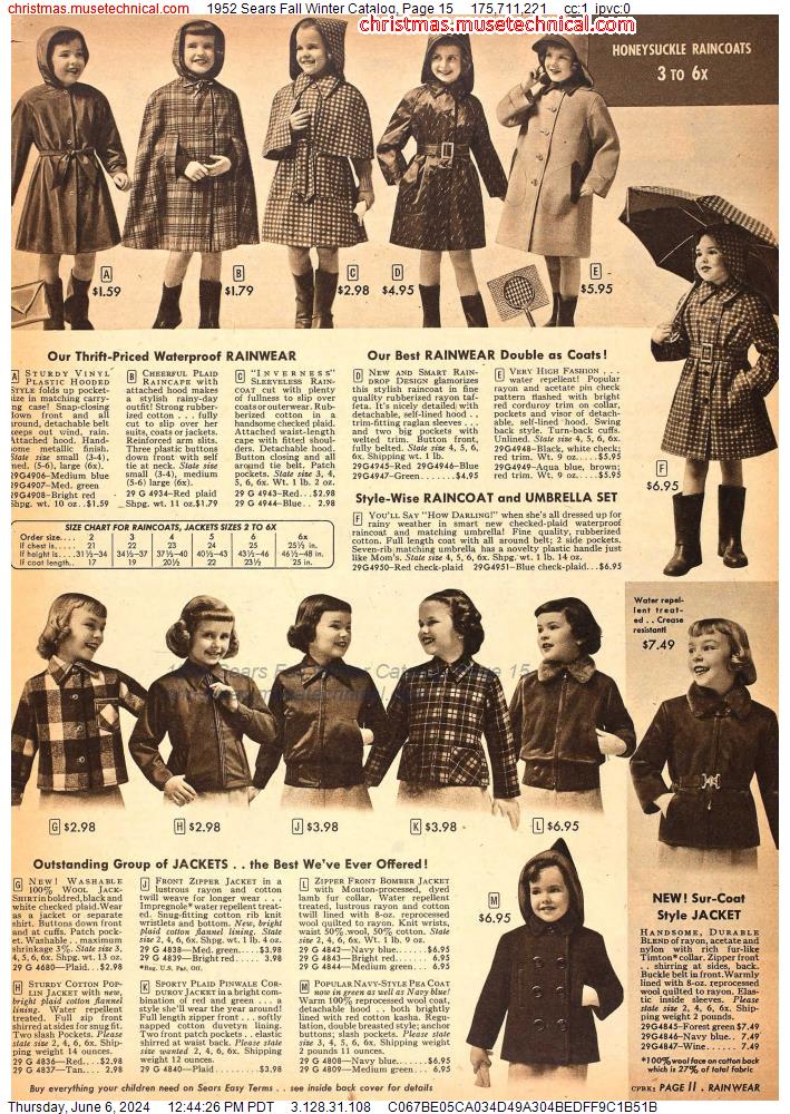1952 Sears Fall Winter Catalog, Page 15