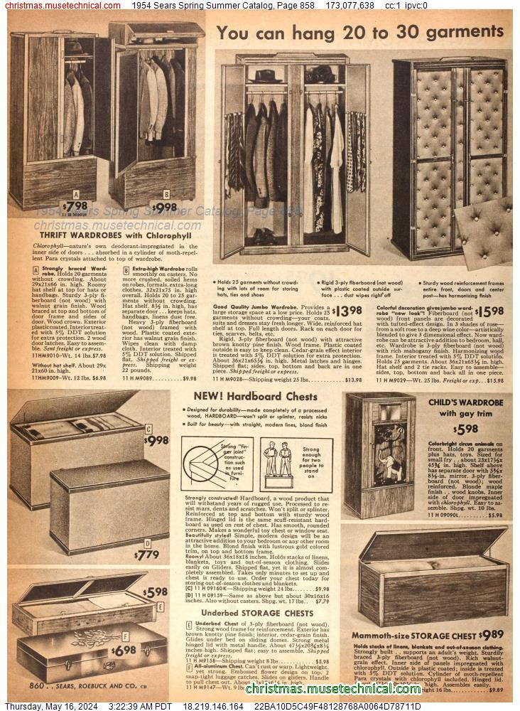 1954 Sears Spring Summer Catalog, Page 858