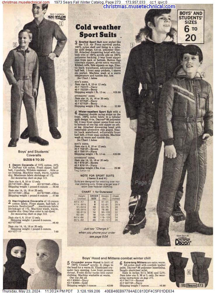 1973 Sears Fall Winter Catalog, Page 273
