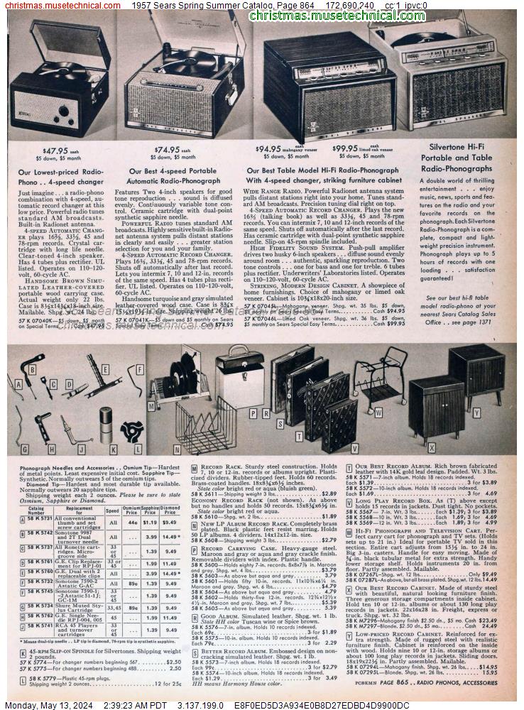 1957 Sears Spring Summer Catalog, Page 864