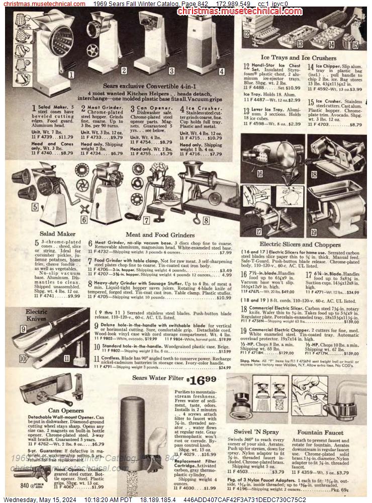 1969 Sears Fall Winter Catalog, Page 842