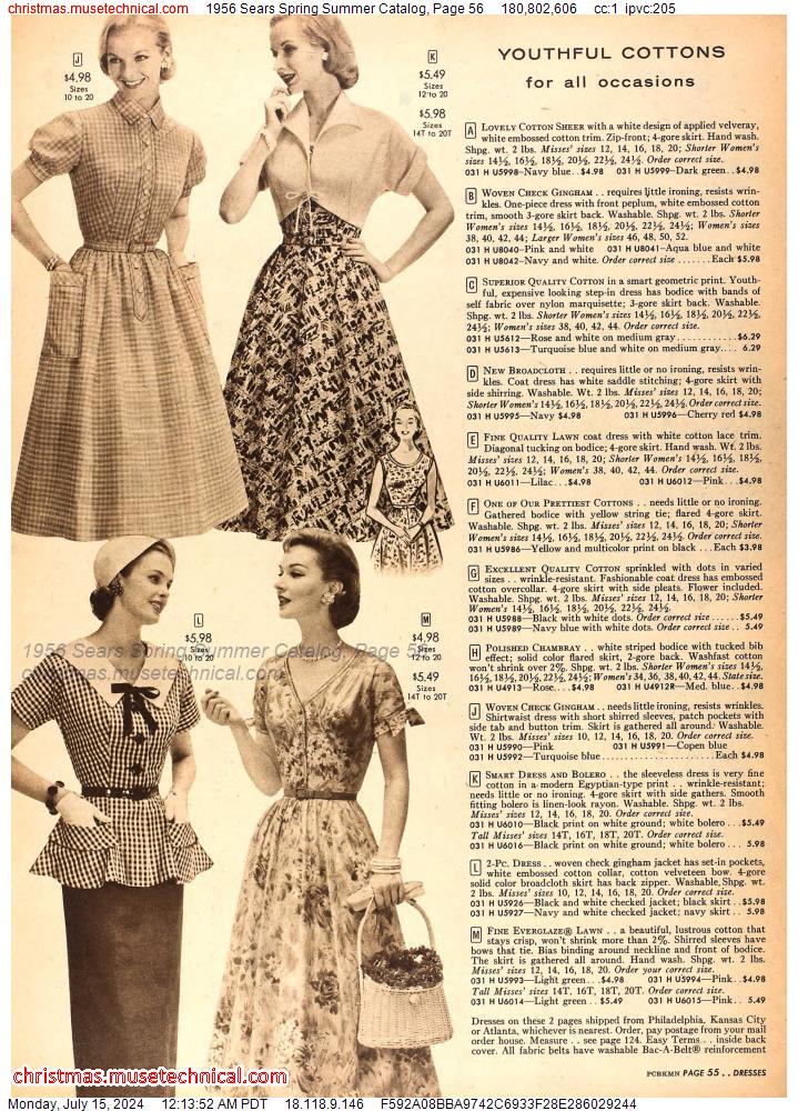 1956 Sears Spring Summer Catalog, Page 56