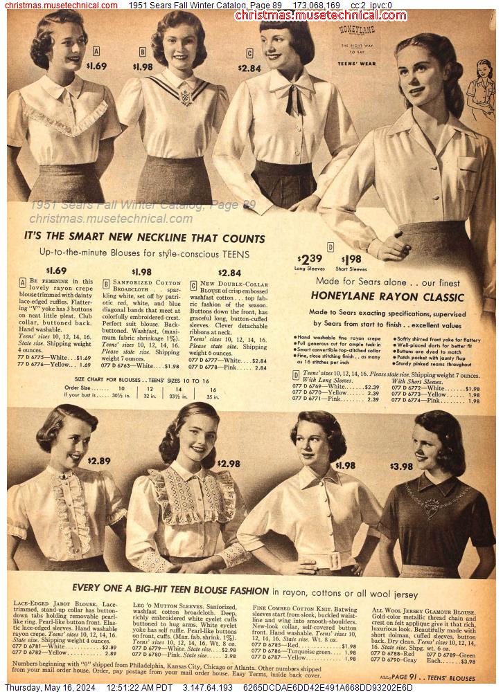 1951 Sears Fall Winter Catalog, Page 89