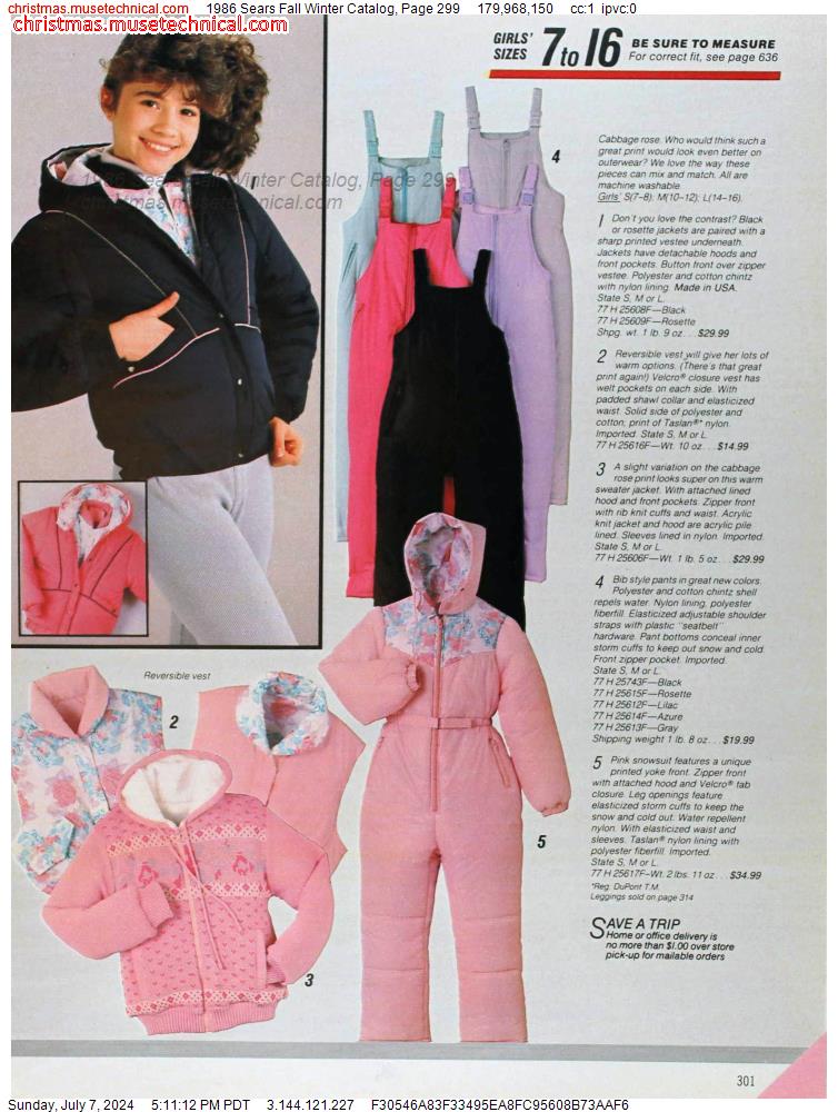 1986 Sears Fall Winter Catalog, Page 299