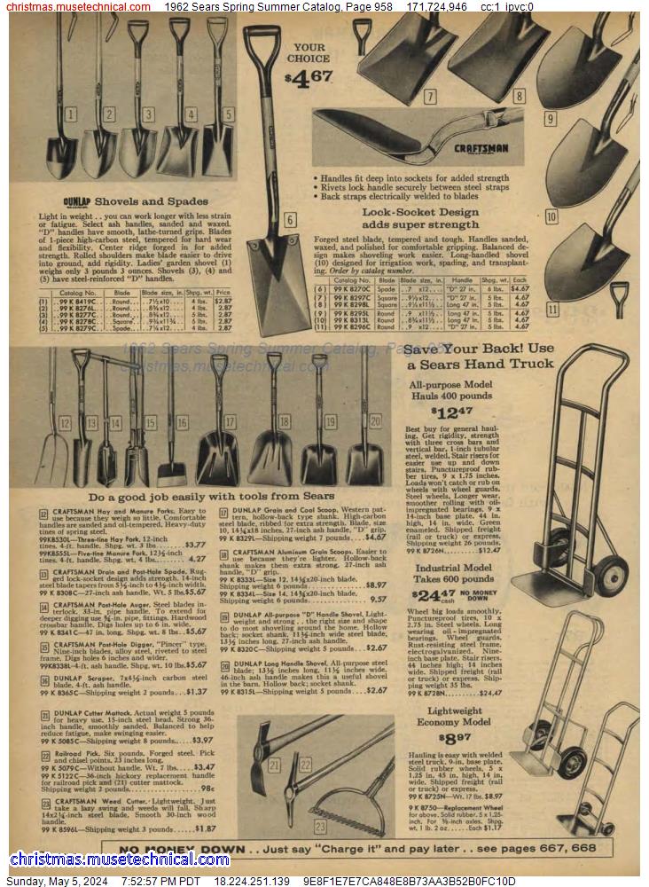 1962 Sears Spring Summer Catalog, Page 958