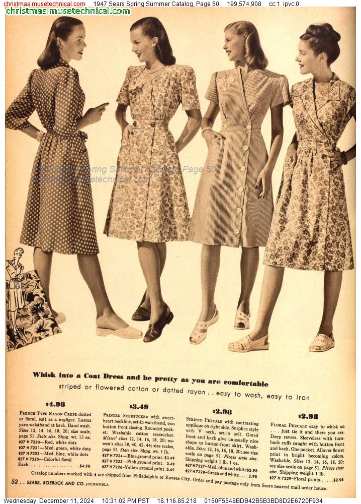 1947 Sears Spring Summer Catalog, Page 50