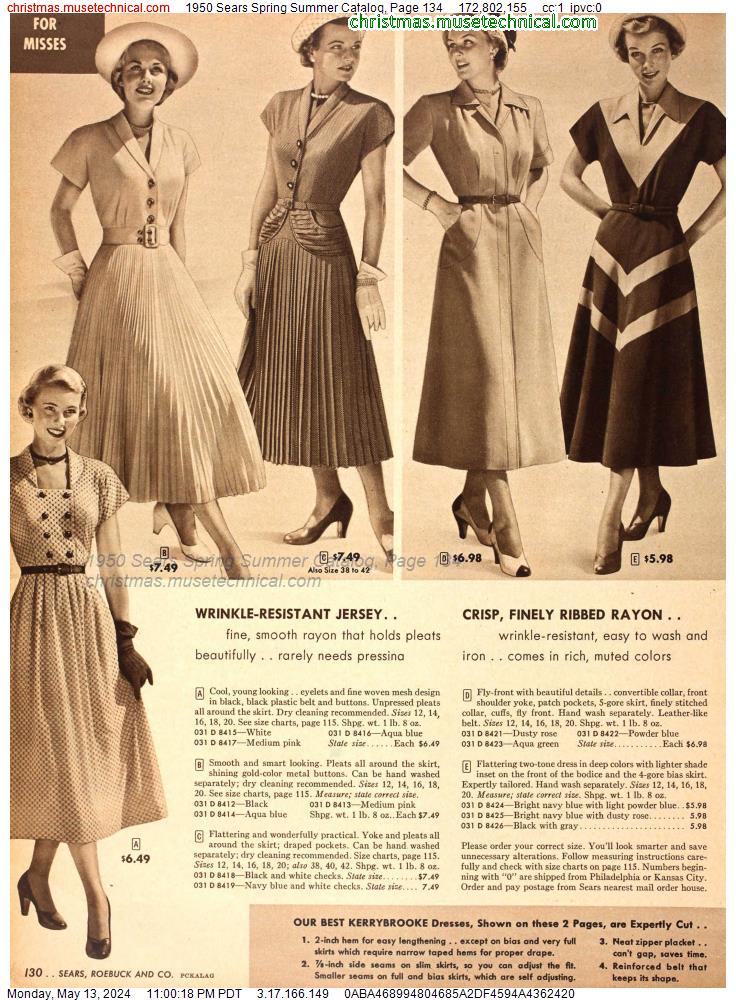 1950 Sears Spring Summer Catalog, Page 134